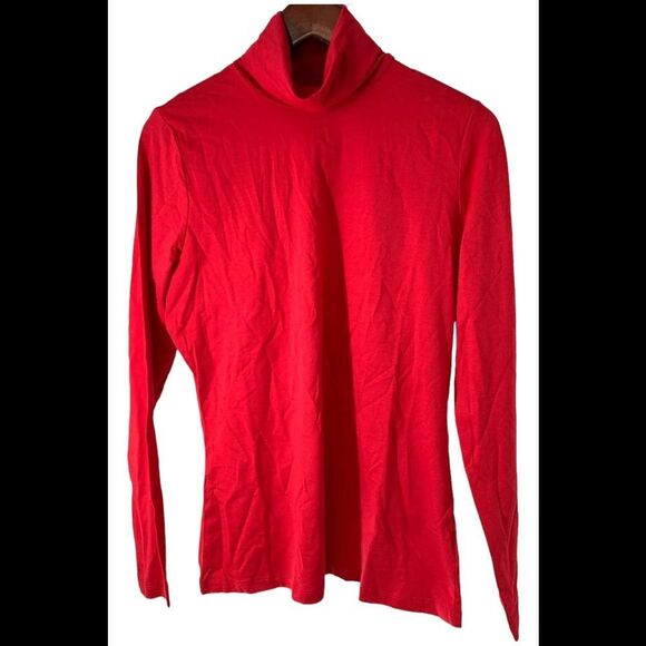 Lands' End Tops - Lands' End Novelty Solid & Printed Turtleneck Rich Red - Regular